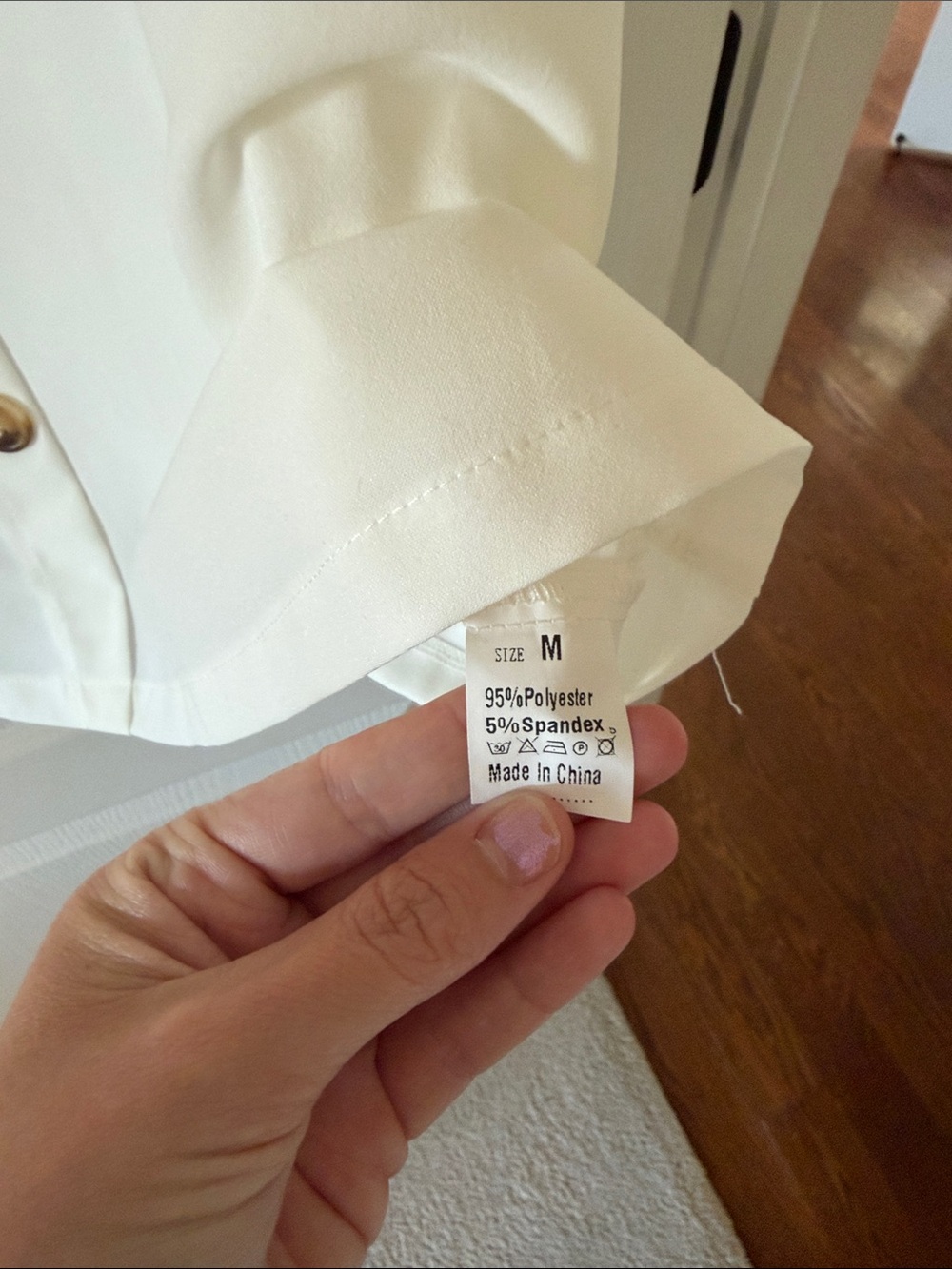 Cream Button-Front Dress- size medium - Picture 6 of 7